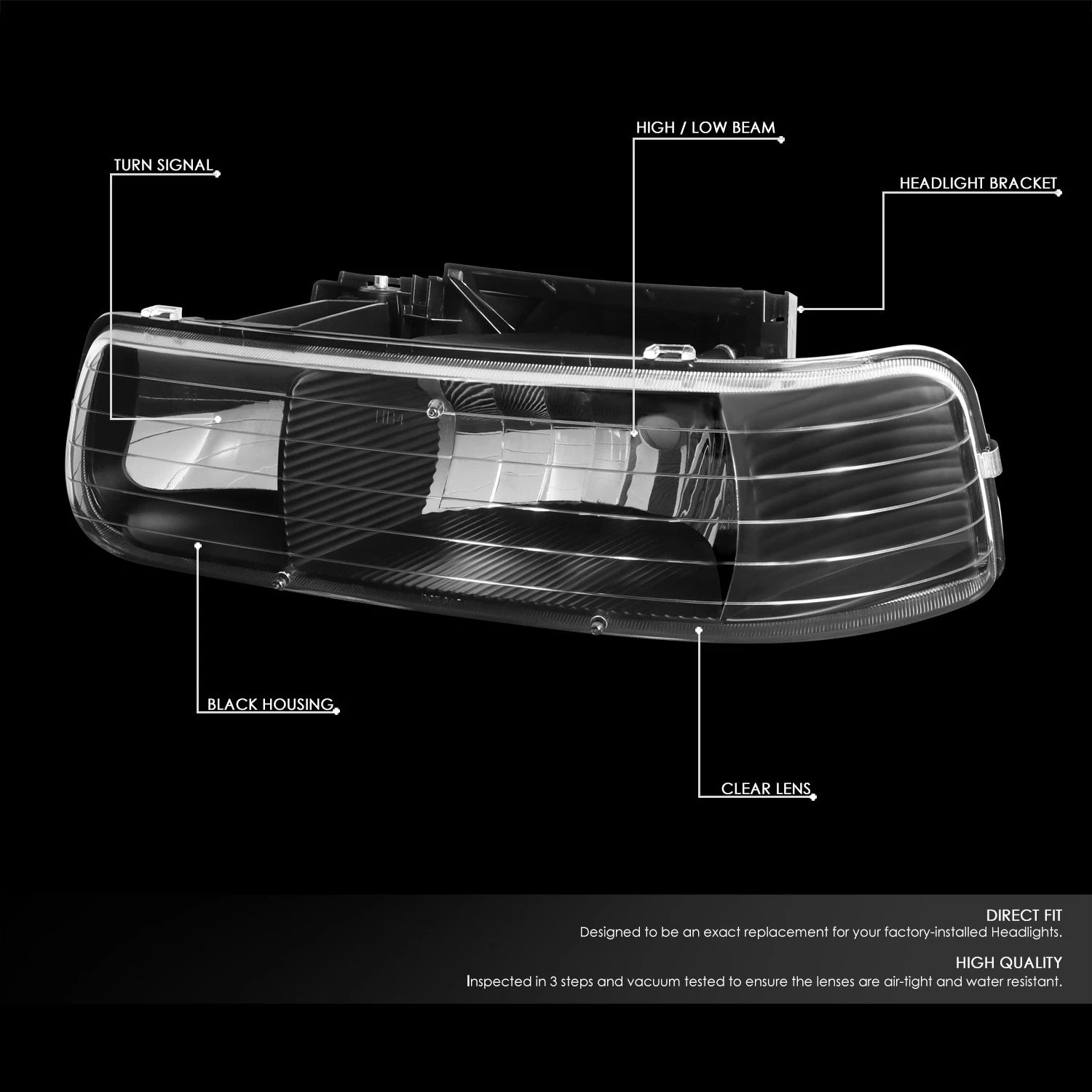 Headlight and Corner Light Set + Chrome LED Tail Light for Silverado (1999–2002)