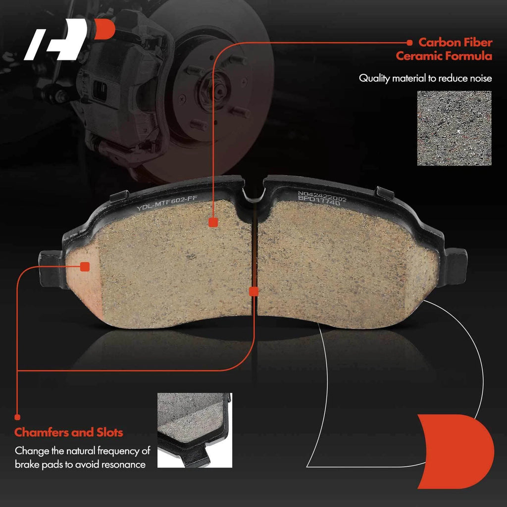 Set of 4 Front Side Ceramic Brake Pads for Ford Transit-150 250 350 (2015–2021)