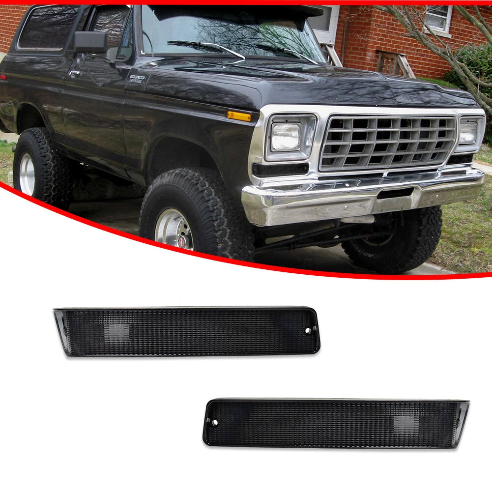 Set of 2 Front Bumper Signal Light Housings for Ford F-150, Bronco (1973–1979)
