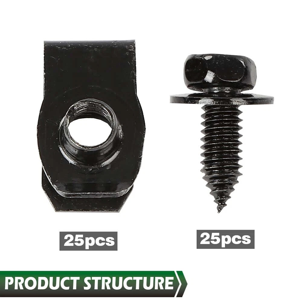 Set of 4 Fender Bolts and U Nuts for Automotive Body Kit