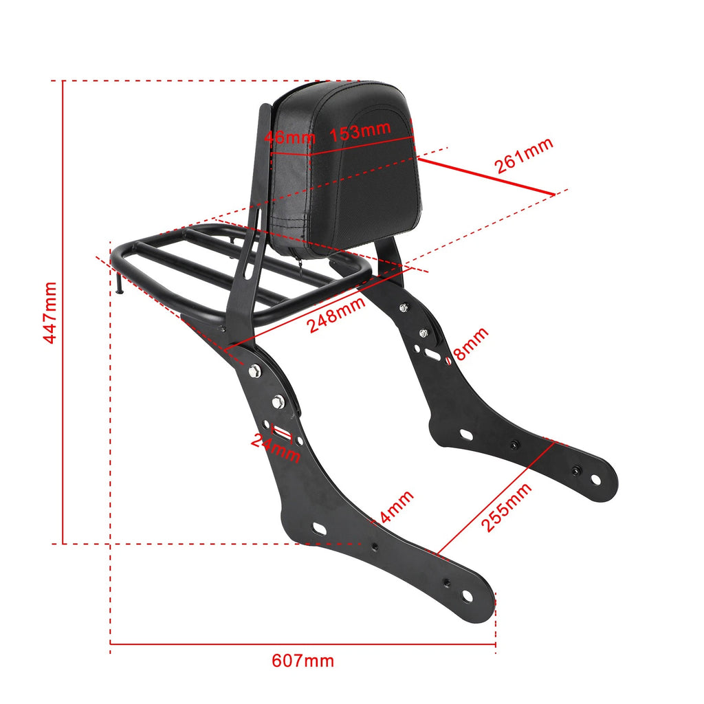 Sissy Bar Backrest with Luggage Rack for Kawasaki Vulcan S 650 (2015–2017)
