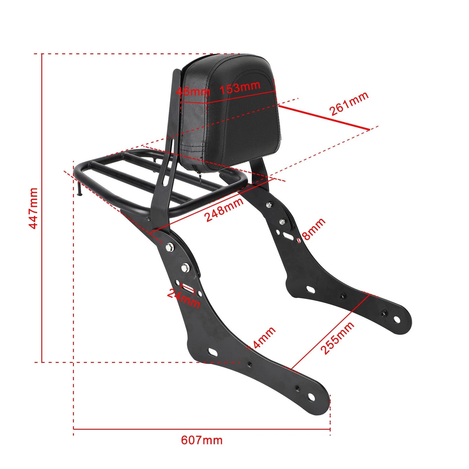 Sissy Bar Backrest with Luggage Rack for Kawasaki Vulcan S 650 (2015–2017)