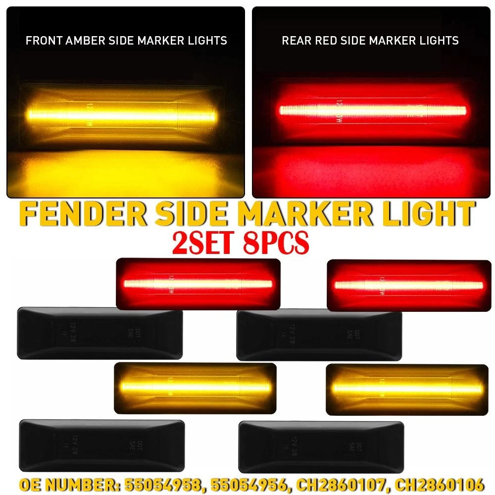 8X Smoke LED Side Marker Light for Dodge Ram 1500 2500 3500 (1994–2002)