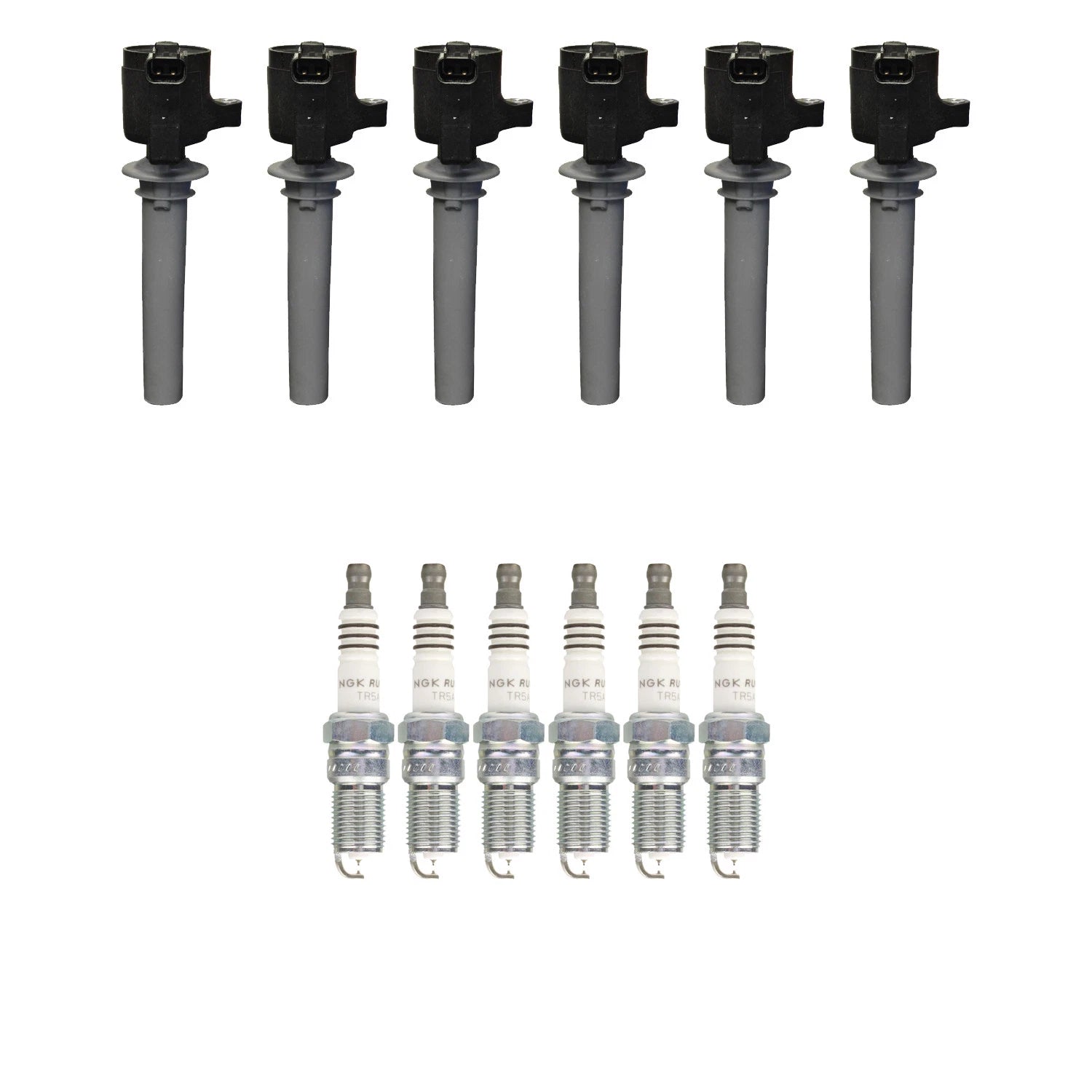 Set of 6 NGK Ignition Coils & Ruthenium Spark Plugs for Escape Taurus MPV Sable (3.0)