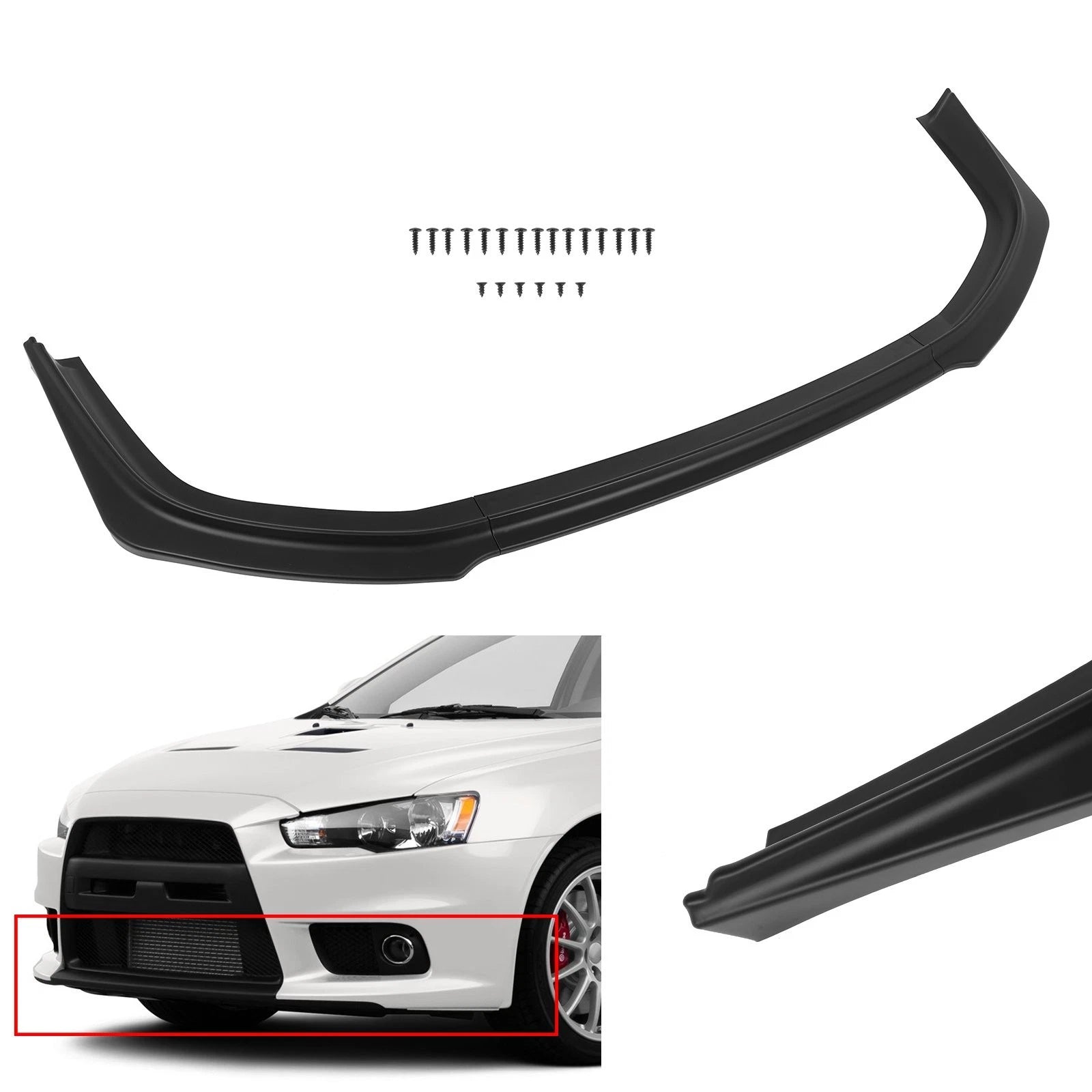 Front Bumper Lip for Mitsubishi Lancer EVO X (2008–2017) Matt-Black