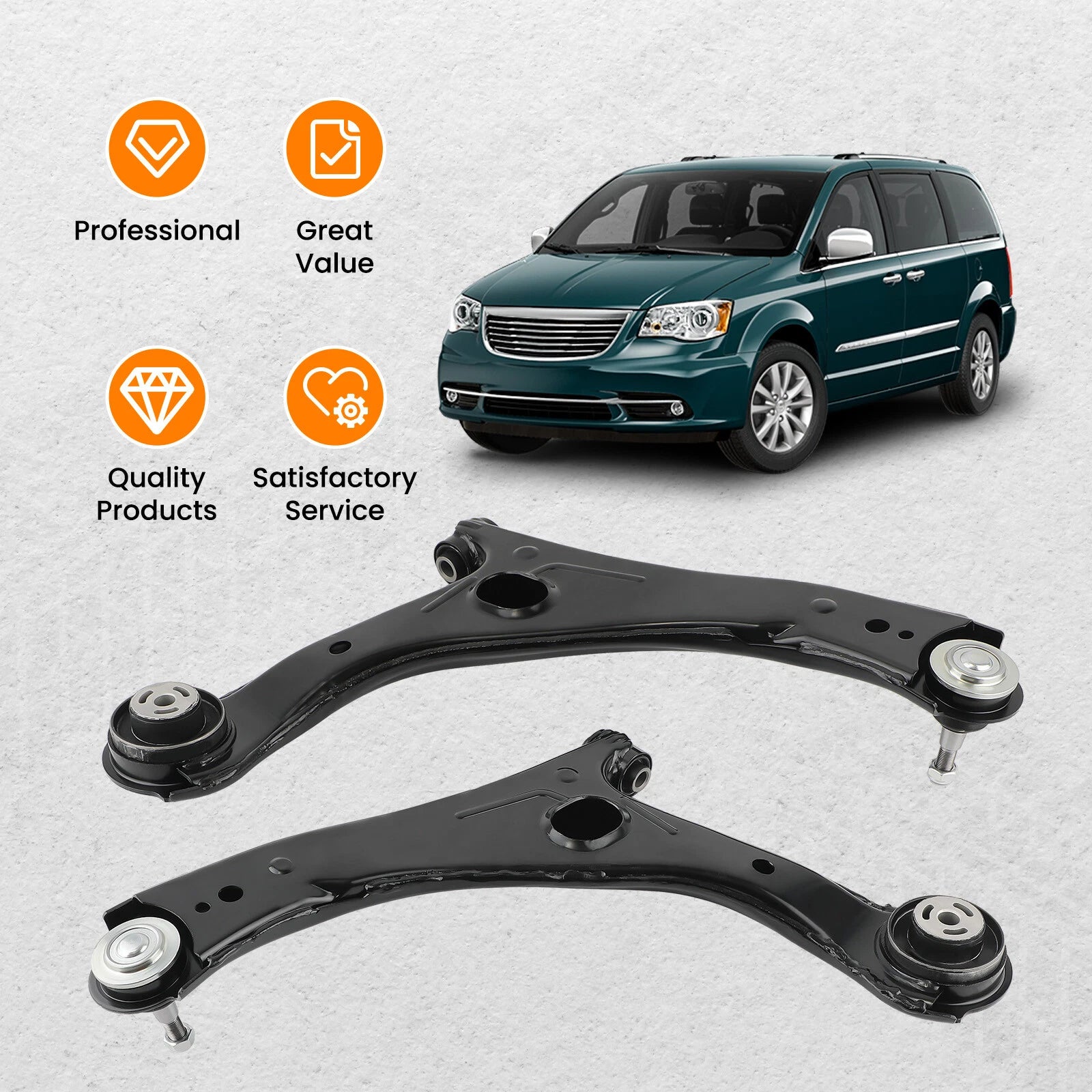 Set of 2 Front Lower Control Arms for RAM C/V Grand Caravan (2008-2020)