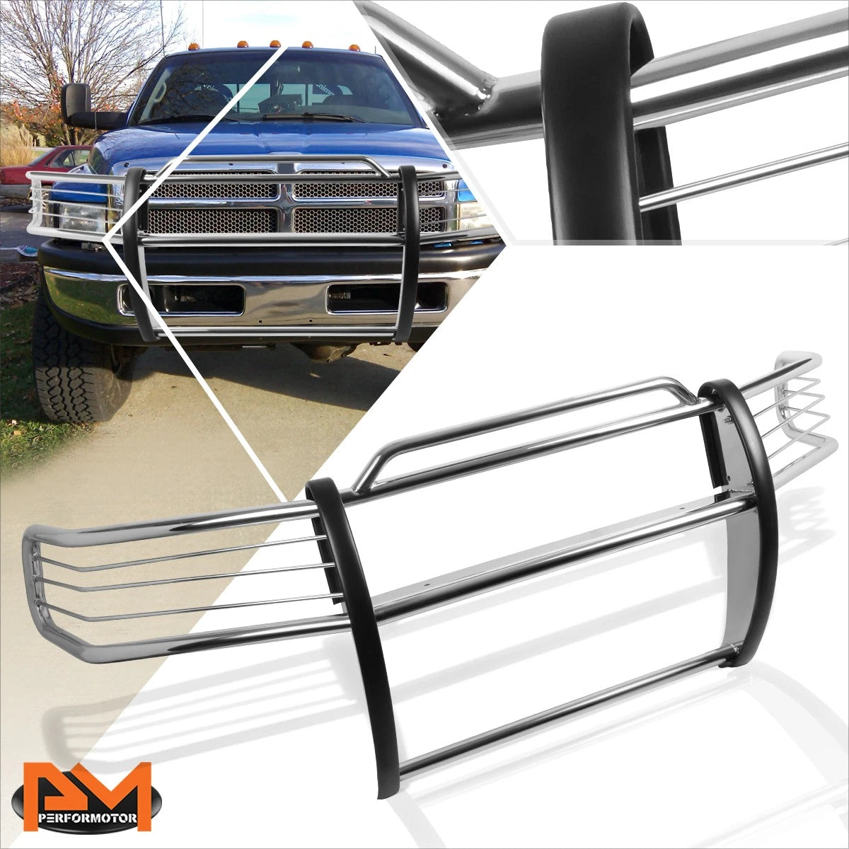 Chrome Front Bumper Brush Grille Guard for Dodge Ram 1500-3500 (1994–2001)