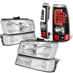 Chrome Headlight + Clear Bumper + Black 3D LED Tail Light for Silverado (2003–2007)