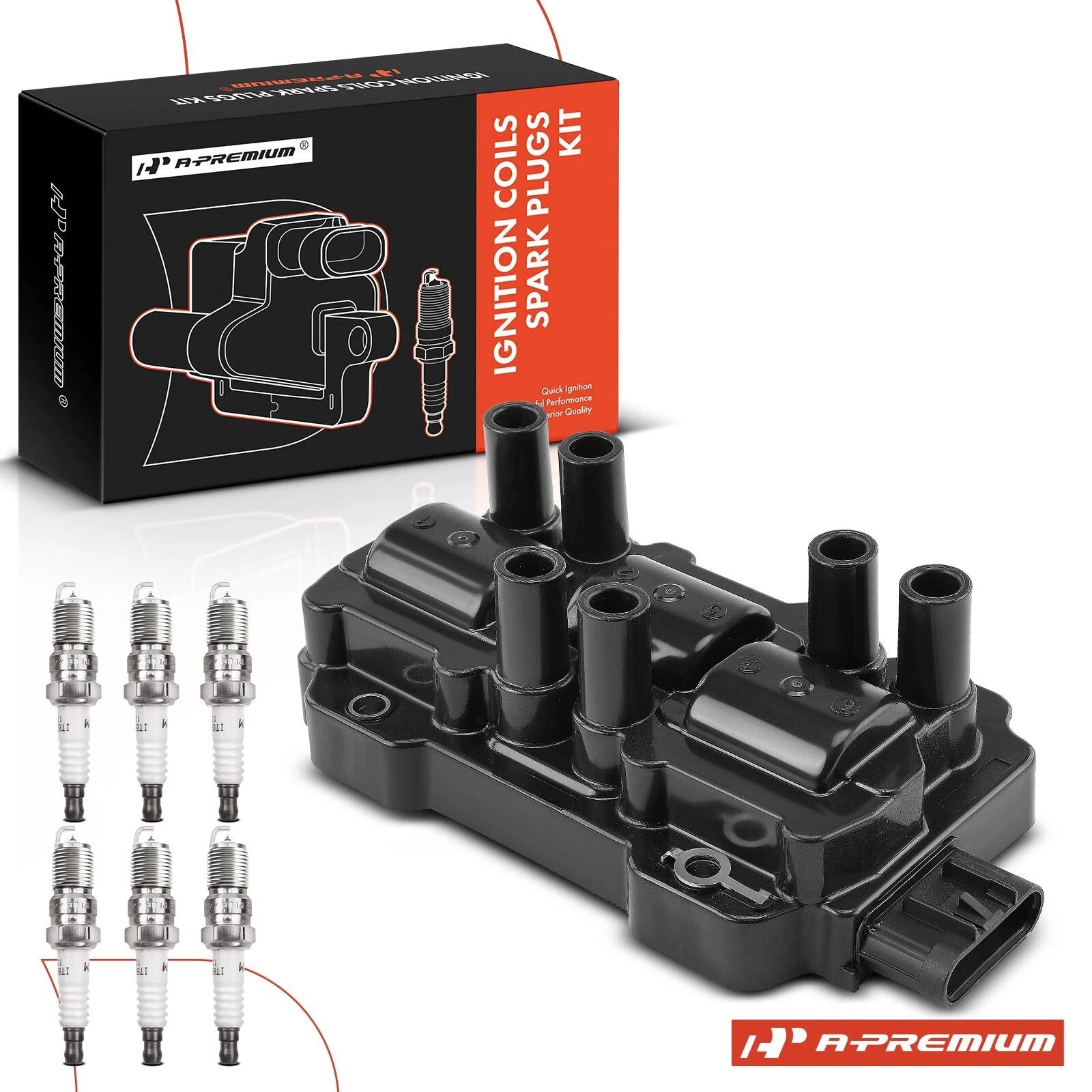 Ignition Coil and 6x Iridium Spark Plug for Chevrolet Silverado 1500 (2010–2020)