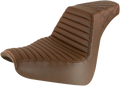 SADDLEMEN Step-Up Seat for Harley FXBR/S (2018–2023) - Brown Tuck-n-Roll/Lattice Stitch