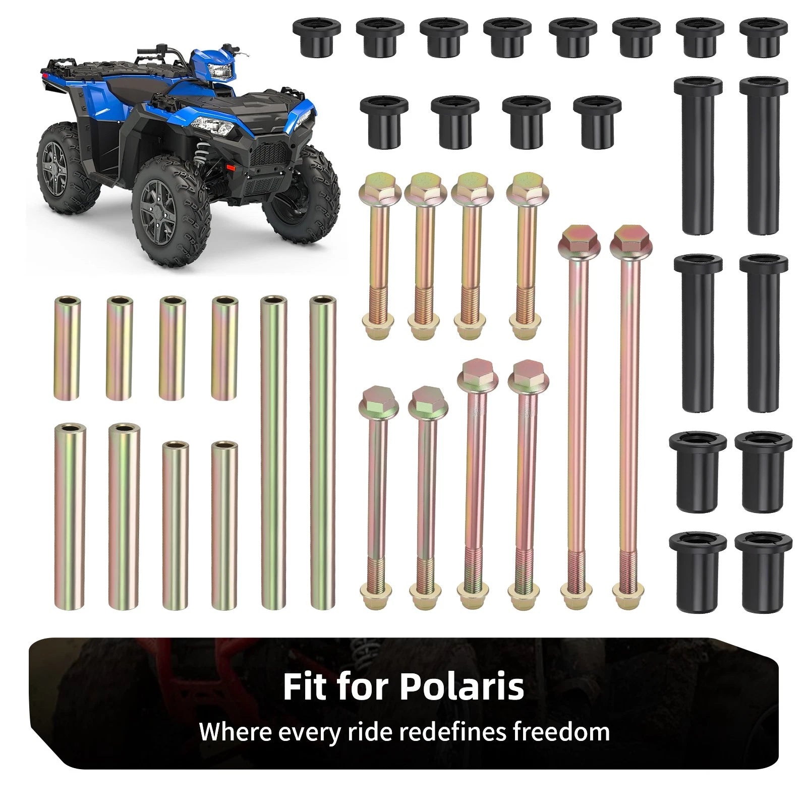 2X Rear A-Arm Bushing Rebuild Kit for Polaris Sportsman 1000 850 550 (2010–2019)