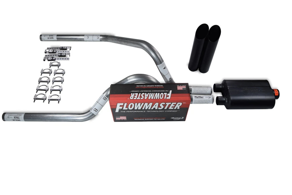 2.5" Dual Exhaust Kit for Dodge Dakota (1987–1996) - Flowmaster Super 40, Black Tips