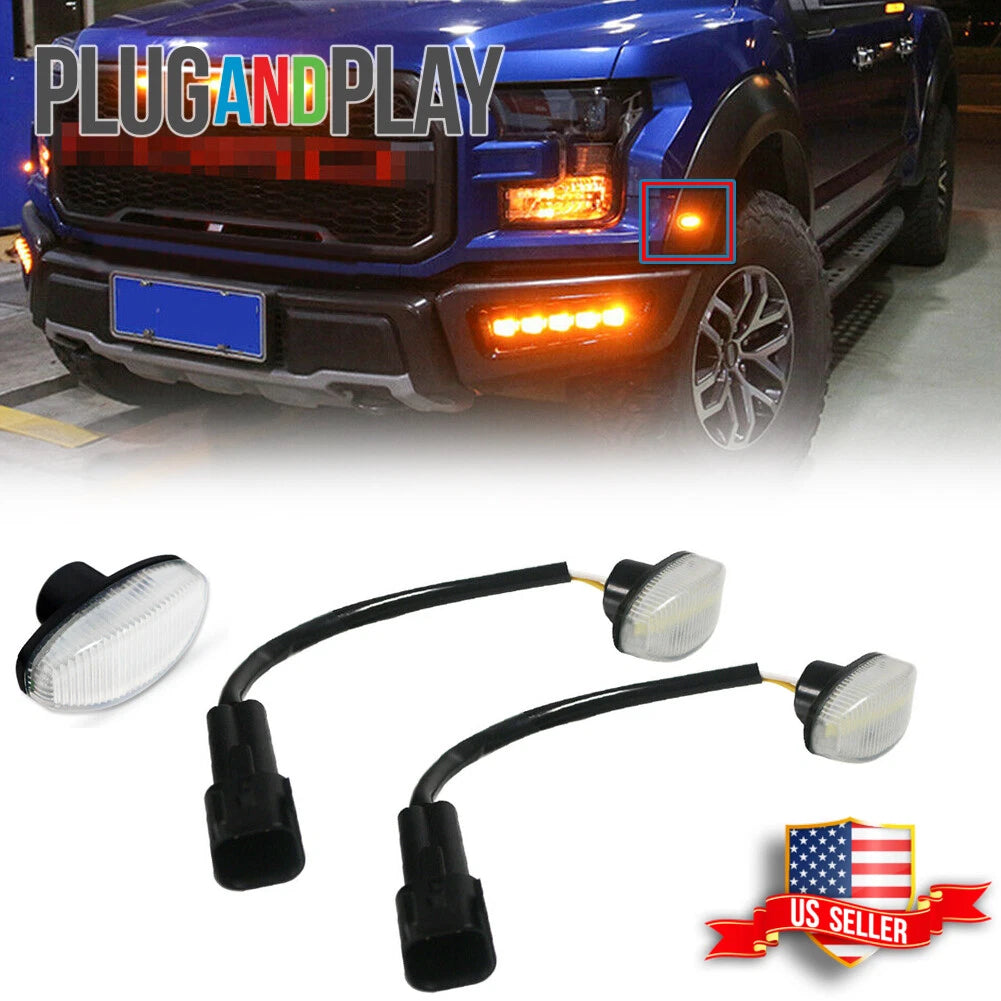 2X Amber LED Front Side Marker Light for Ford Raptor (2010–2014)