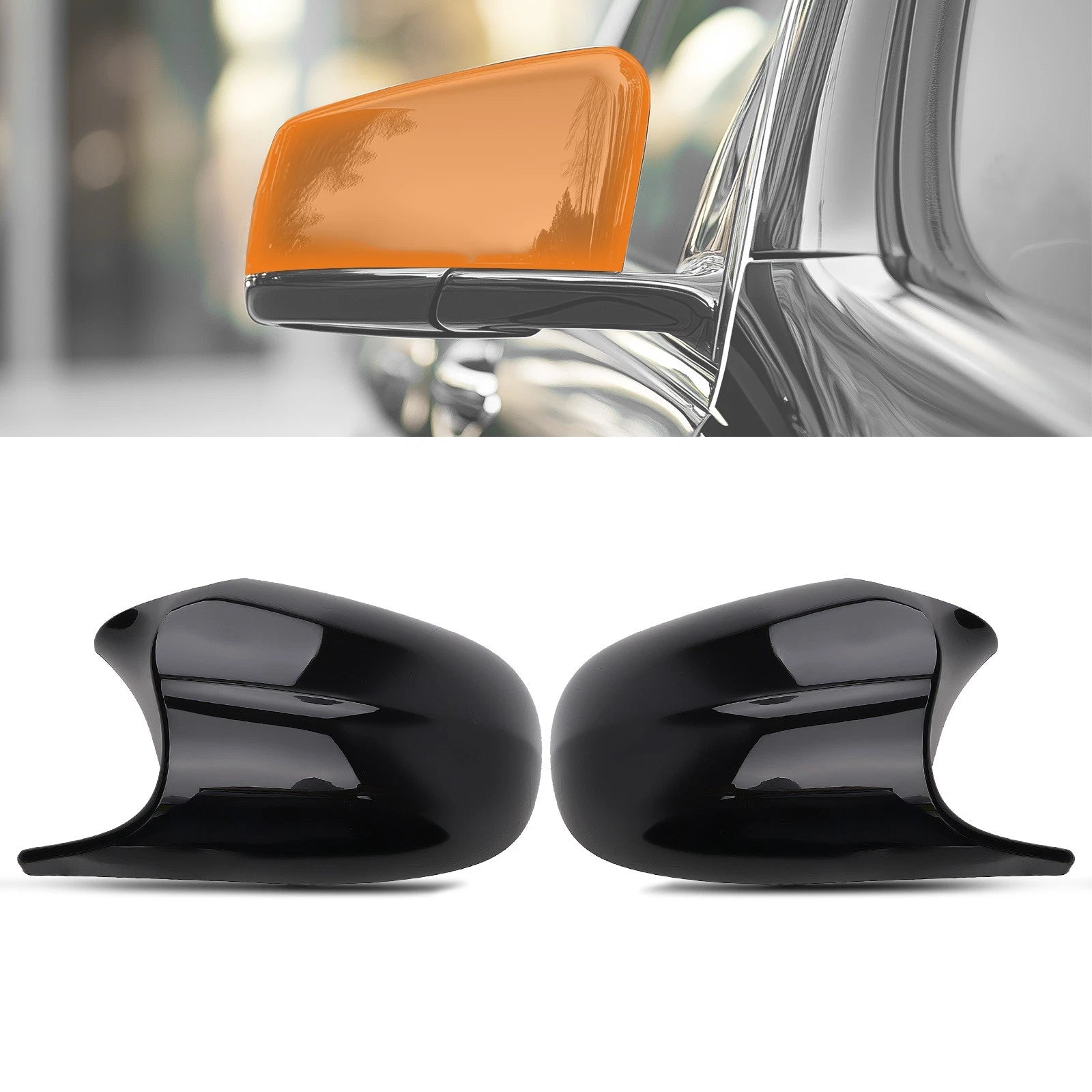 Set of 2 Side Mirror Cover Caps for BMW 3 Series E90 E91 (2008–2011) 51167205291 Black