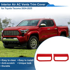 Set of 2 Air Condition Outlet Vent Trim Cover Frame for Toyota Tacoma (2024–2025) Red