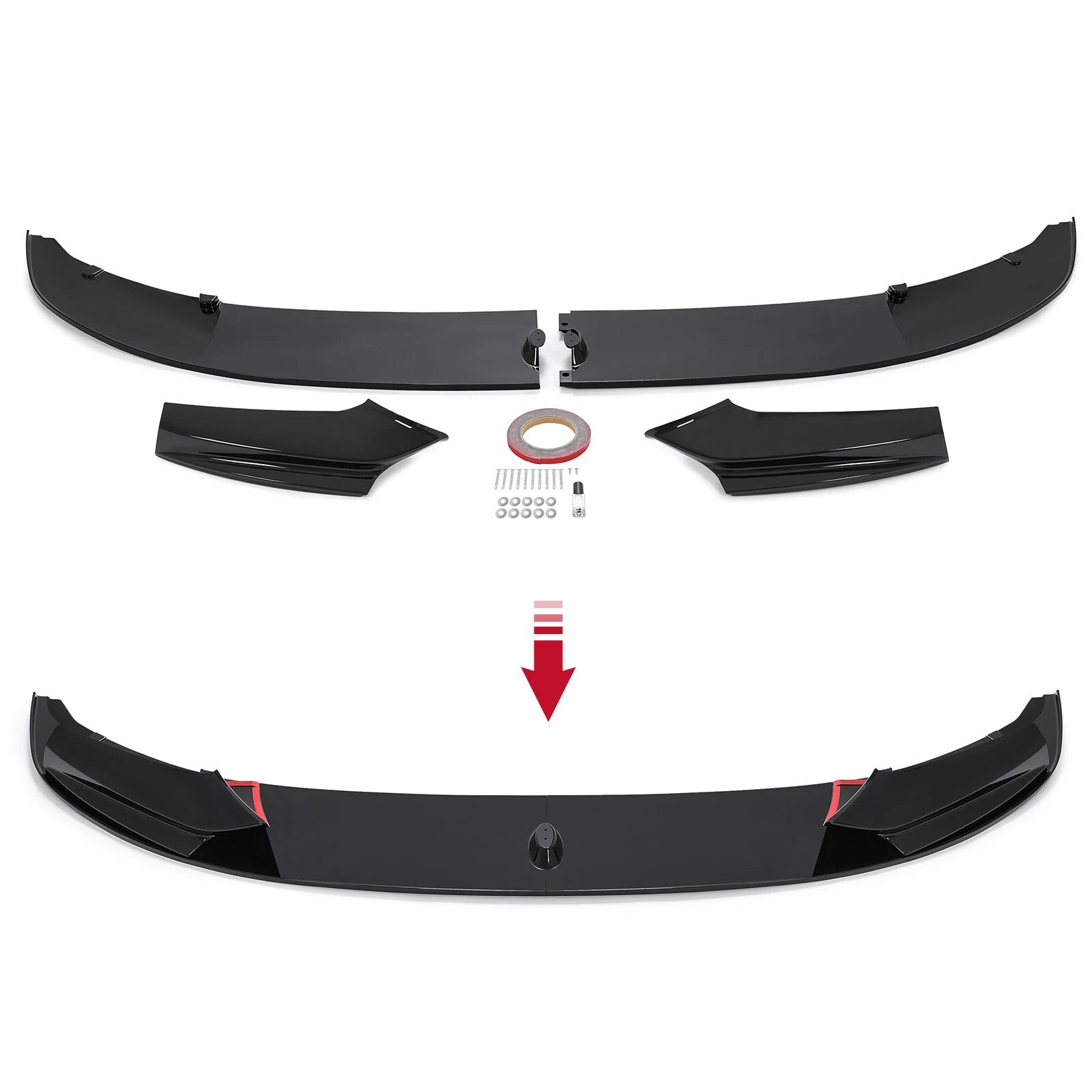 Gloss Black Front Bumper Lip Spoiler for BMW F10 5 Series (2011-2016)