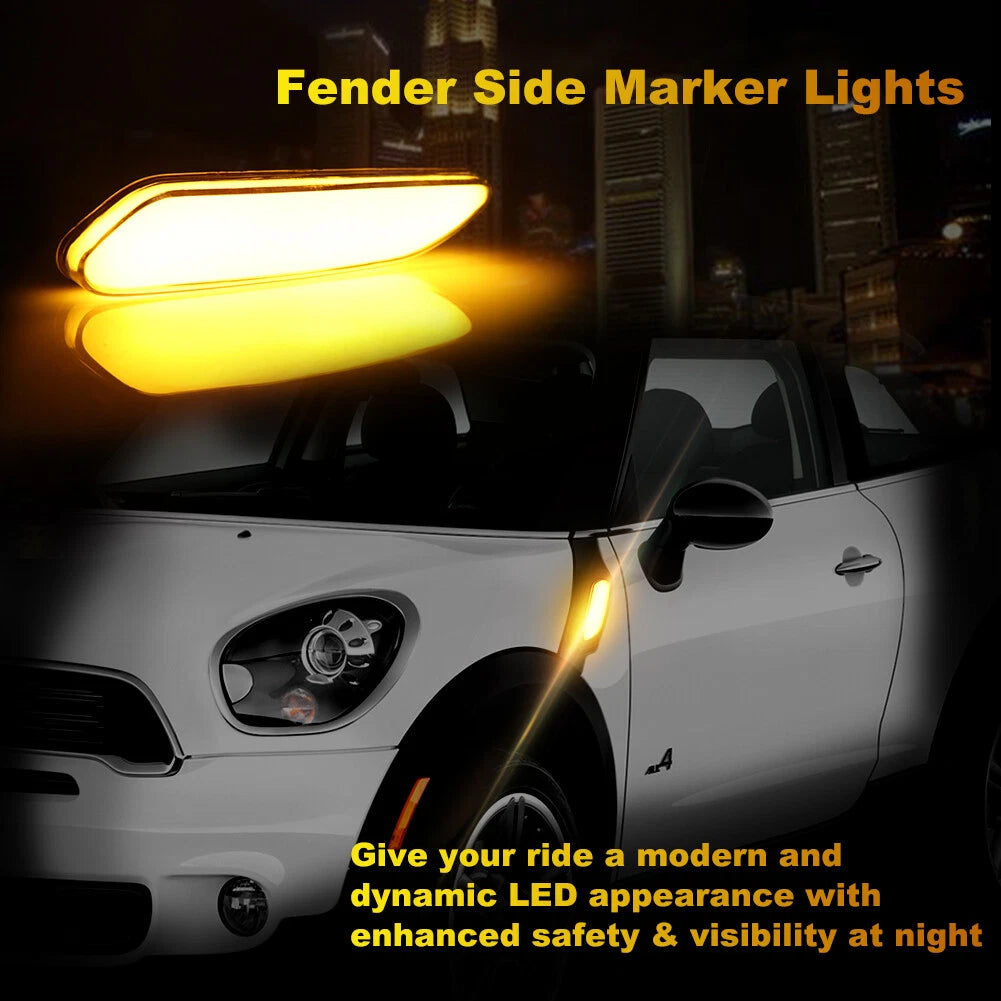 2X Amber Full LED Front Side Marker Lights for MINI Cooper R60 R61 (2011–2016)