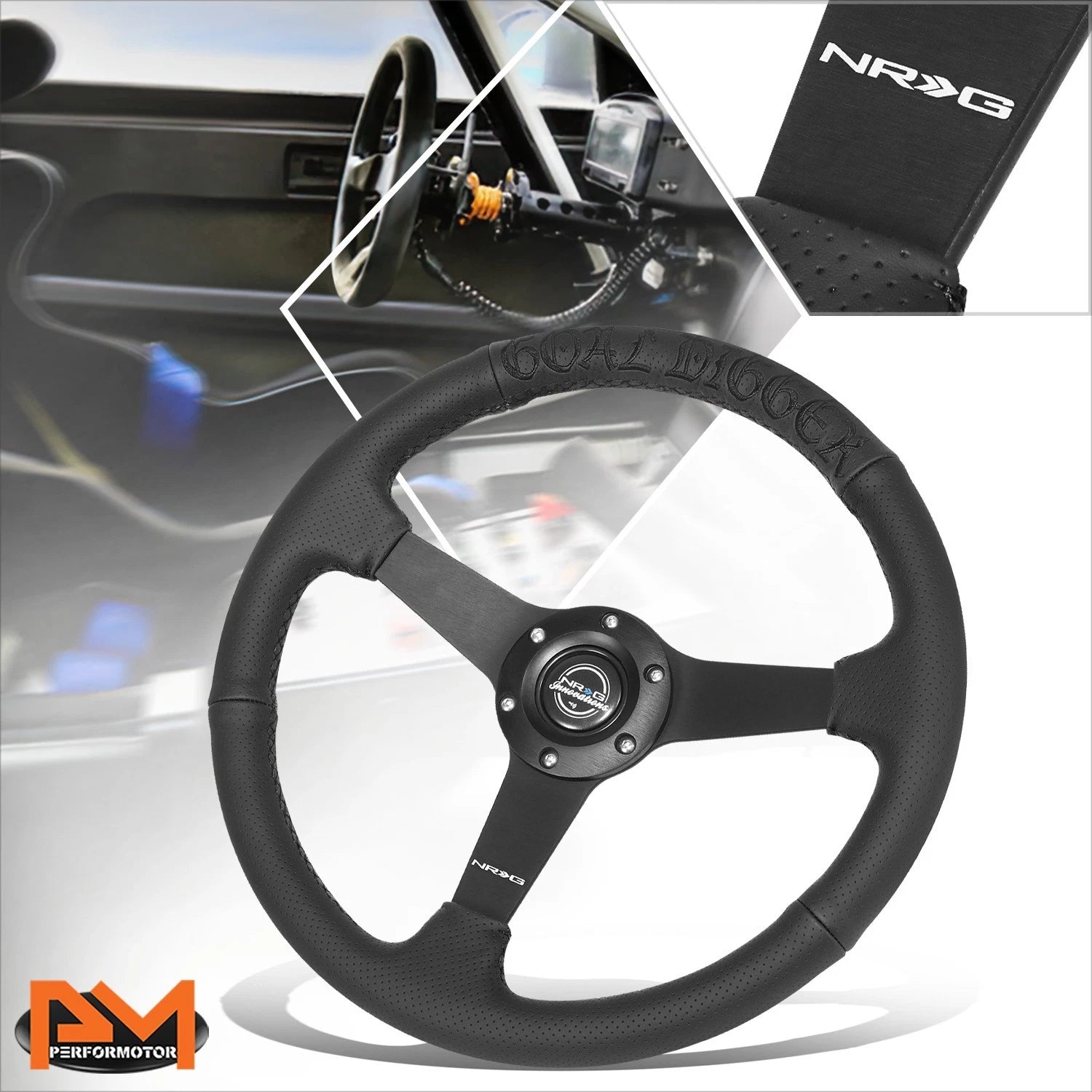 NRG RST-037MB-BGD-R Steering Wheel for Universal Fit (350mm, 1.5" Deep)