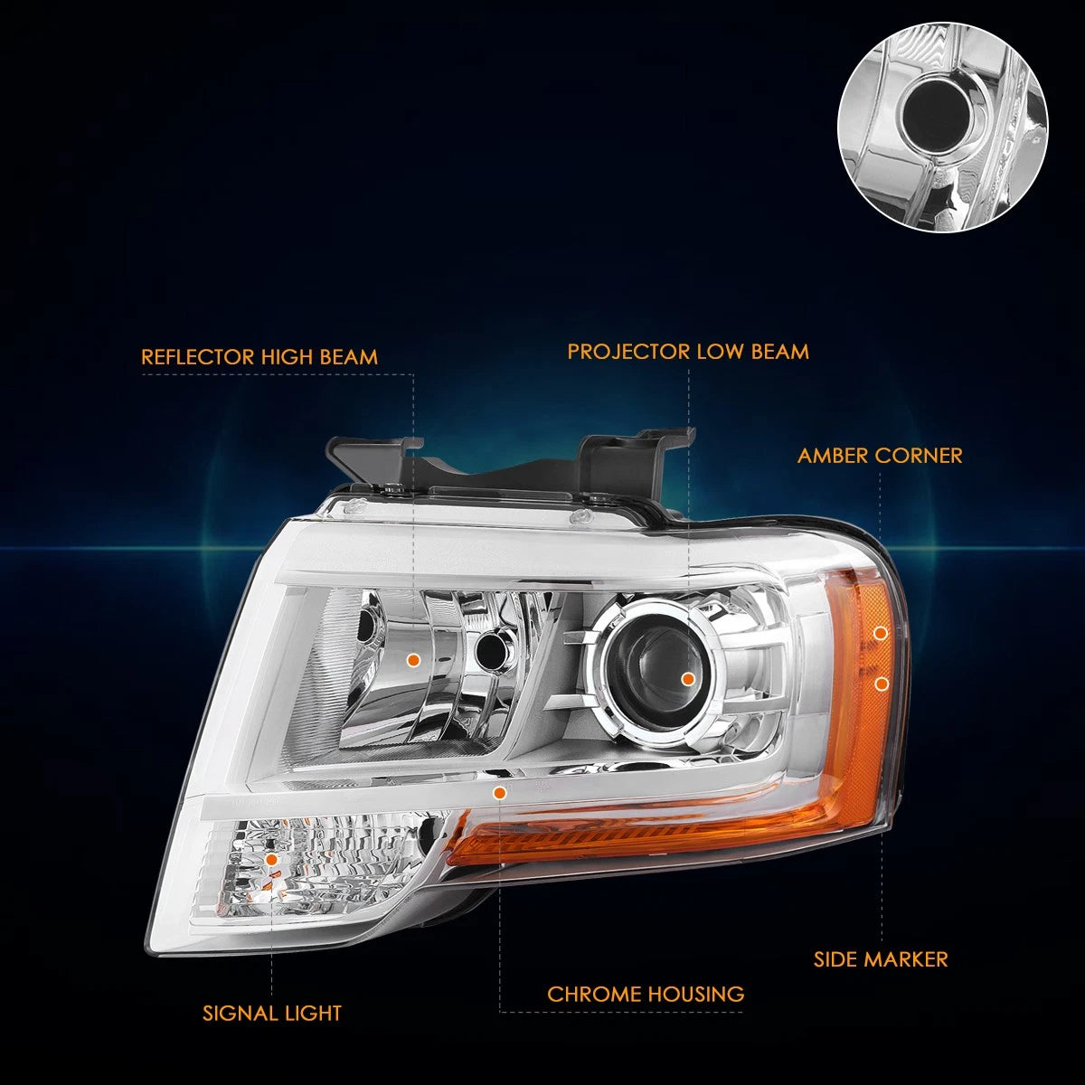 Driver Side Projector Headlight Assembly for Ford Expedition (2015–2017)