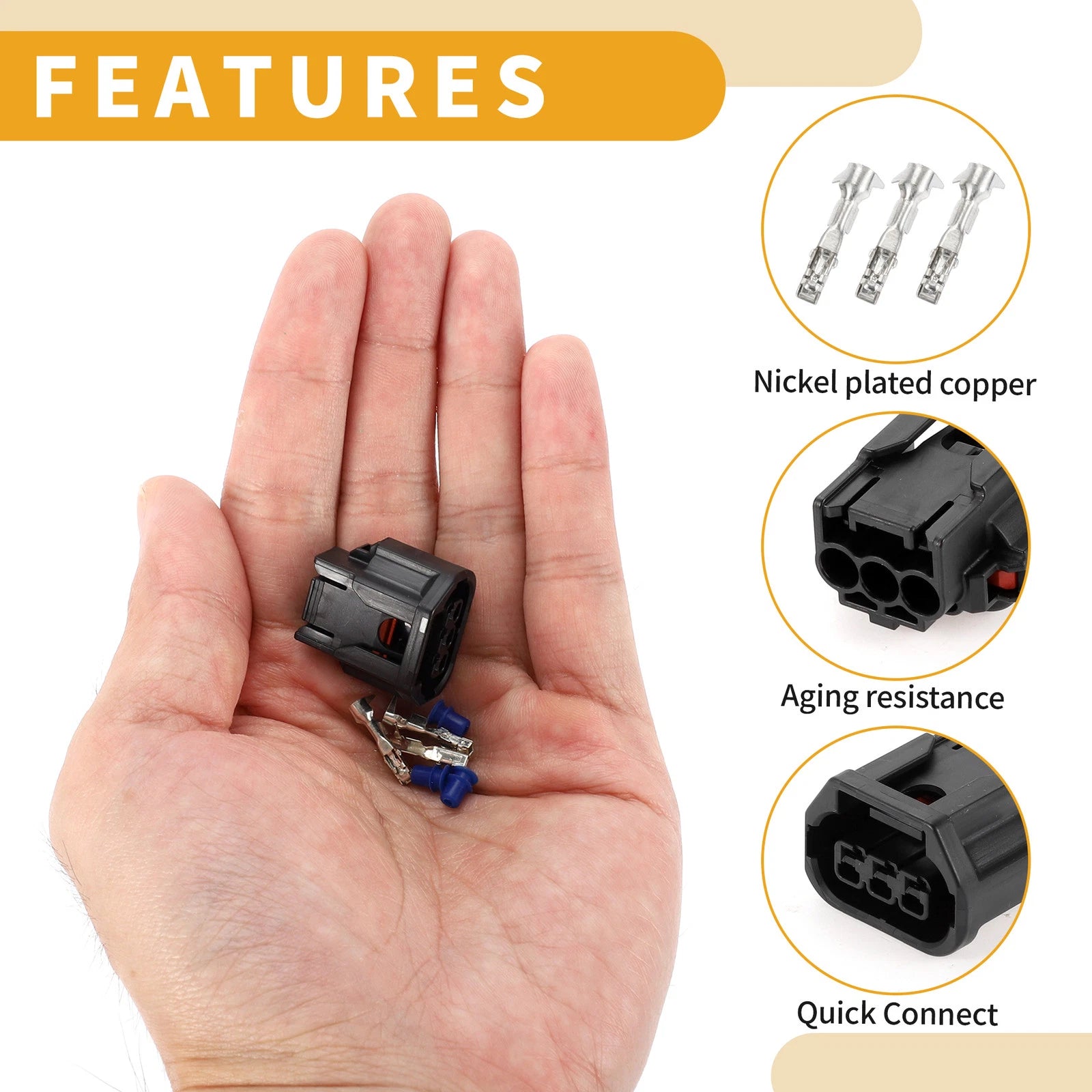 3 Pin Fog Light DRL Lamp Horn Connector Plug for Honda Civic (2016–2019)