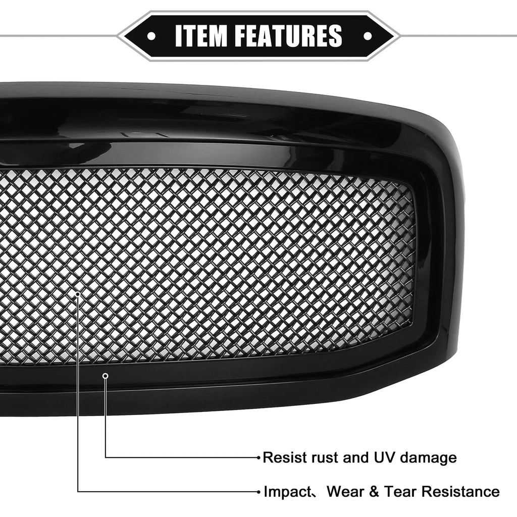 Grille Assembly for Dodge Ram 3500 2006-2009 Gloss Black