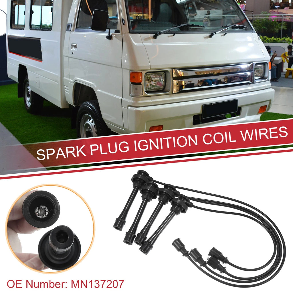 Set of 4 Spark Plug Wire Ignition Coil Cables MN137207 for Mitsubishi L300 (1990–1998)