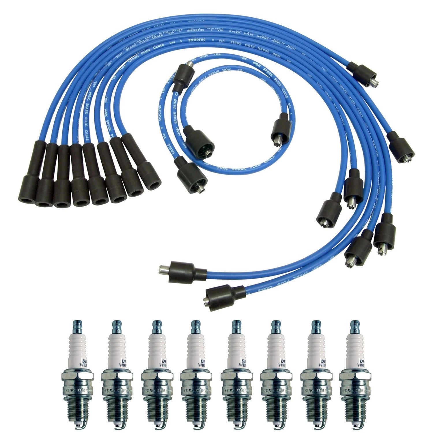 NGK Wire Set & Denso 8 Spark Plugs Kit for B100 D100 Mirada PB300 W150