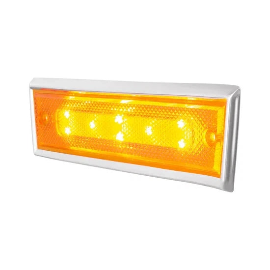 Amber LED Dual Function Side Marker Lights w/ Trim for Chevy C10 (1981–1986)