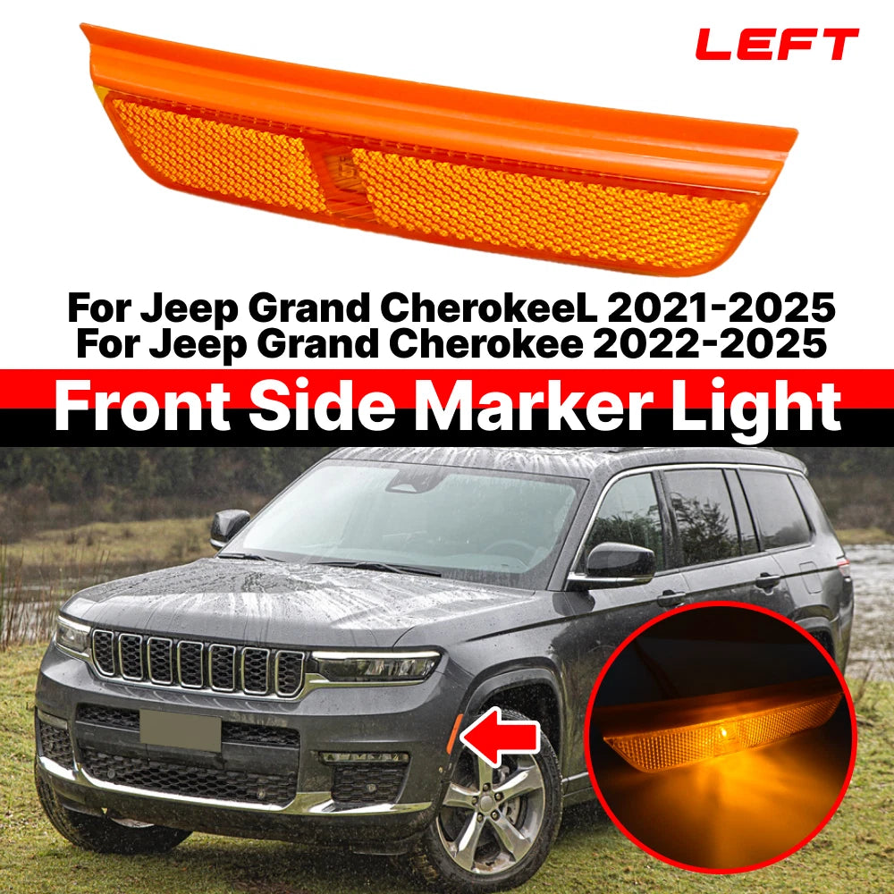 1X Amber LED Side Marker Light for Jeep Grand Cherokee L (2021–2025) Driver Left