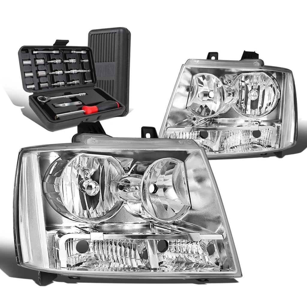 2X Chrome/Clear Signal Headlights for Chevy Tahoe Suburban (2007–2014)