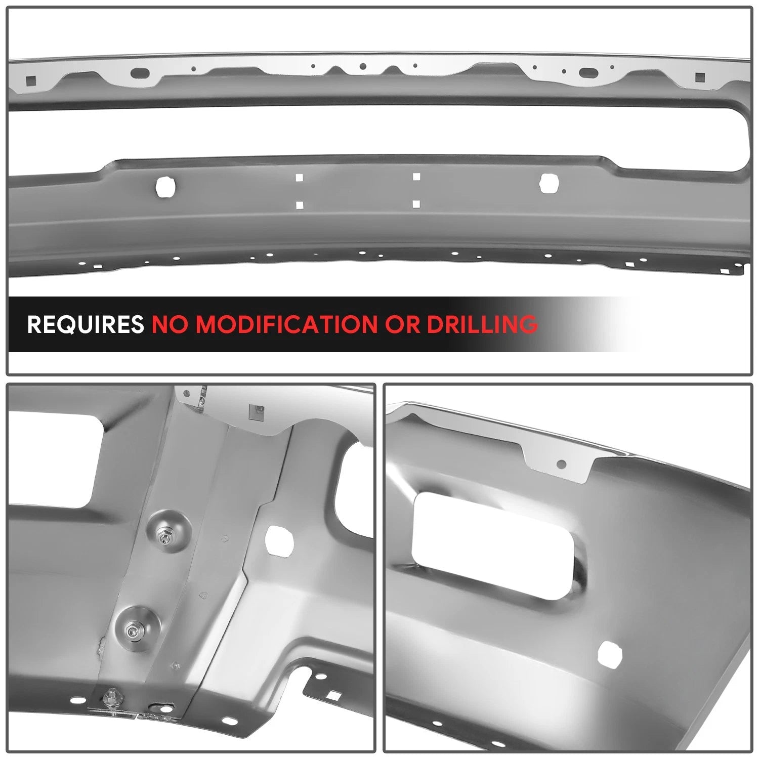 Chrome Front Bumper Face Bar w/ Fog Light Holes for Dodge Ram 2500 3500 (2010–2018)
