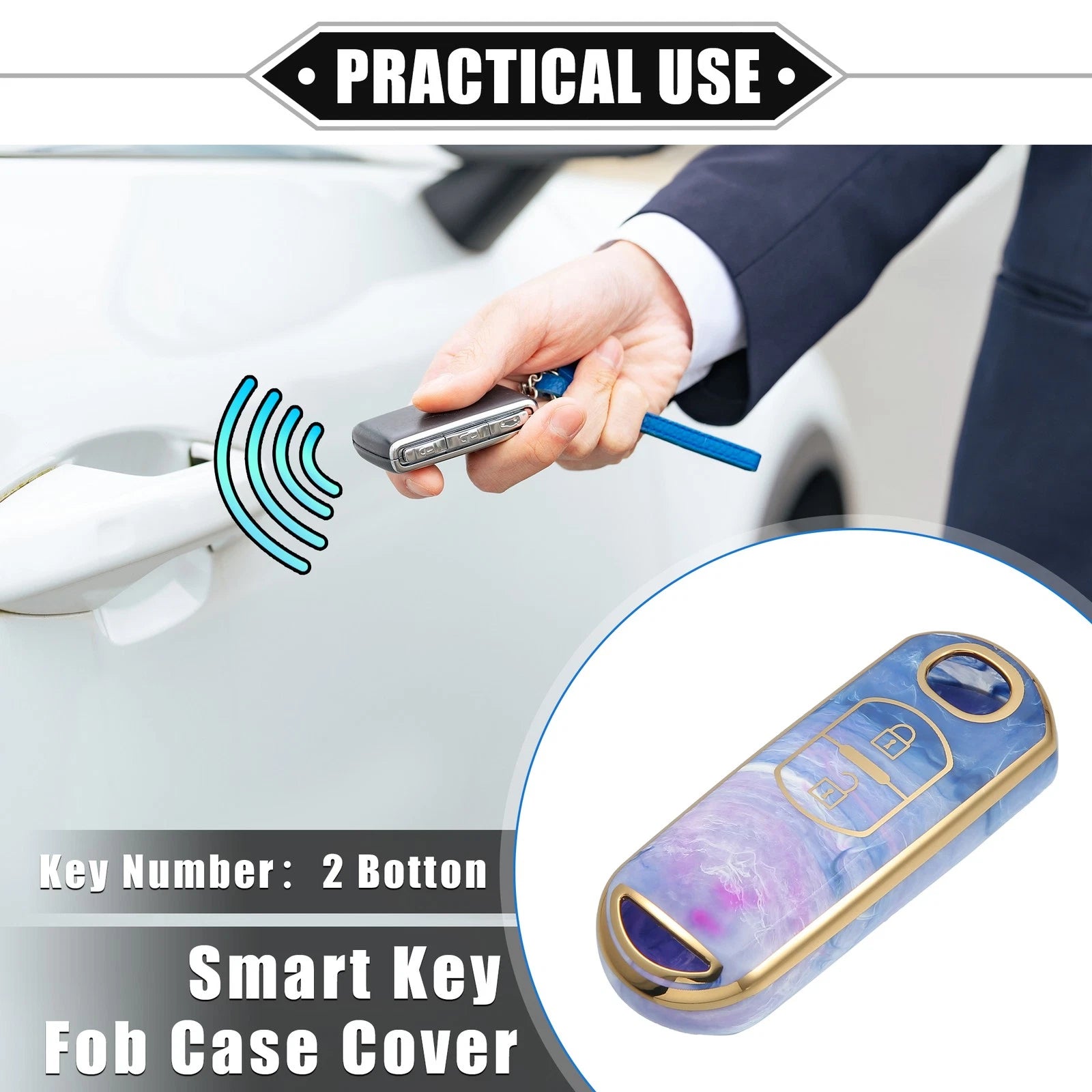 2 Buttons Remote Smart Key Fob Cover Case for Mazda CX-3, CX-4, CX-5 (2016–2021)