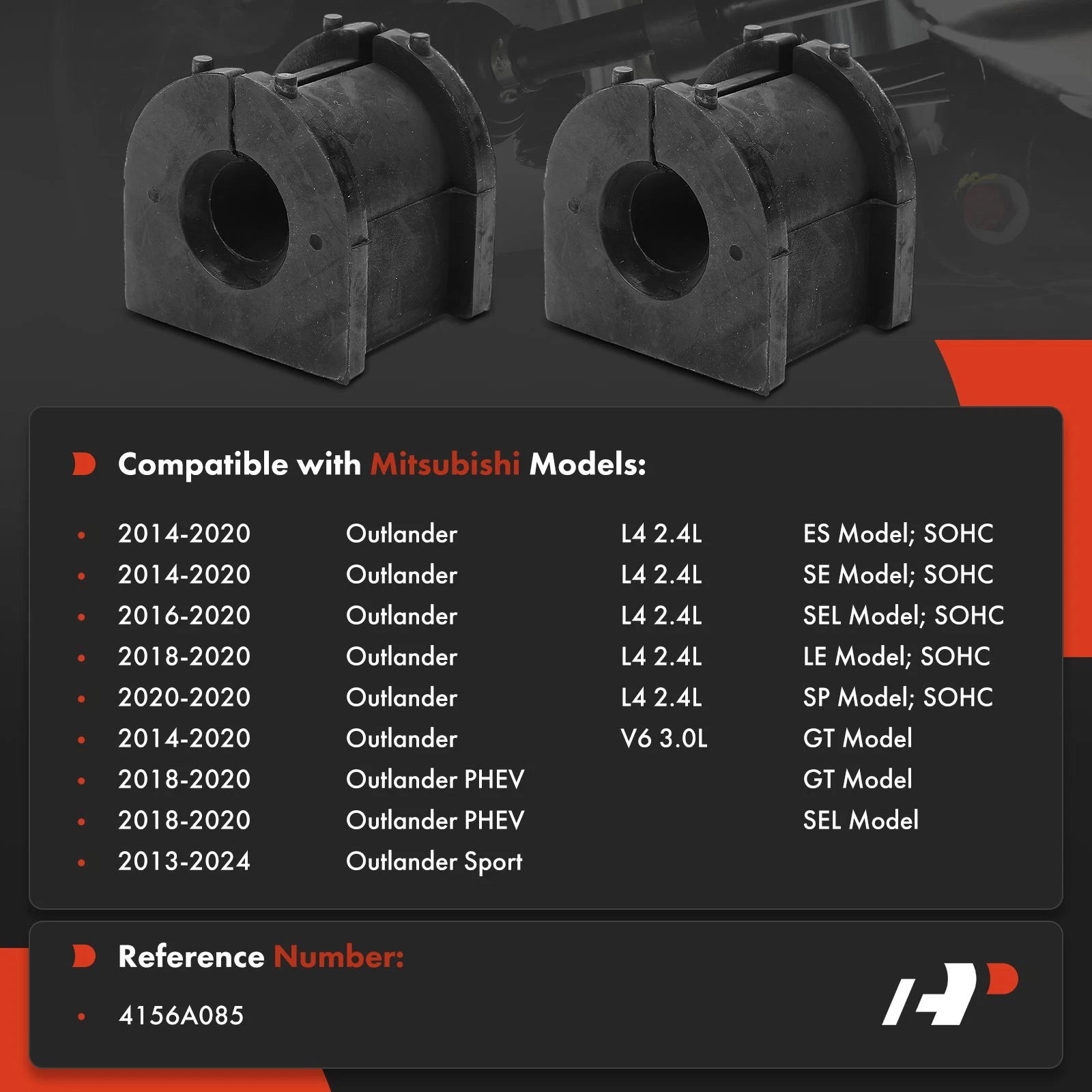 2X Rear Side Sway Bar Bushing for Mitsubishi Outlander (2013–2021)