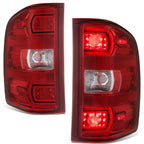 Set of 2 Chrome/Red LED Tail Brake Lights for Sierra Silverado 1500 2500 HD 3500 HD (2007–2014)