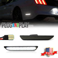 Black Lens White LED Rear Bumper Side Marker Lights for Ford Mustang (2015–2021)