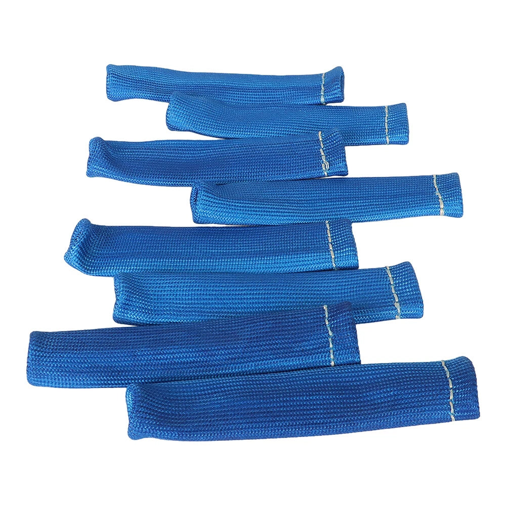 8Pcs Blue Spark Plug Wire Boots Heat Shield for SBC BBC 350