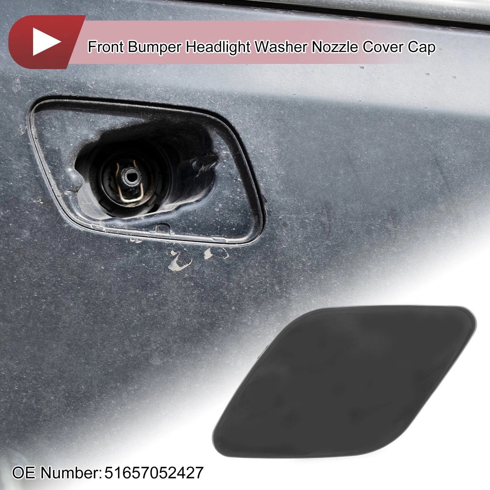 Front Left Bumper Trim Nozzle Cover for BMW X6 (2008–2014) No. 51657052427 Black
