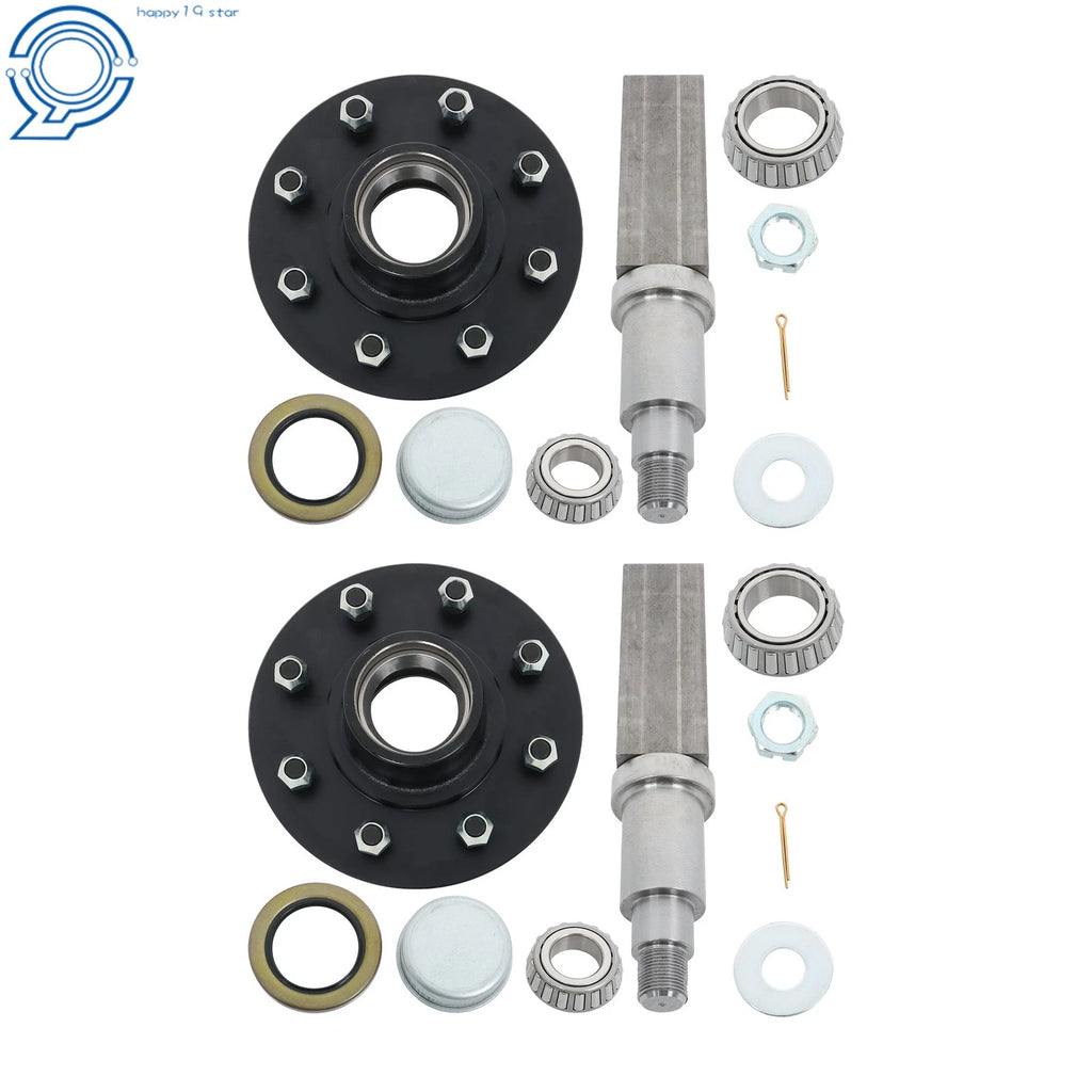 Set of 2 Square Spindles for 7000 lbs Axle (8 on 6.5" Wheel Hub)