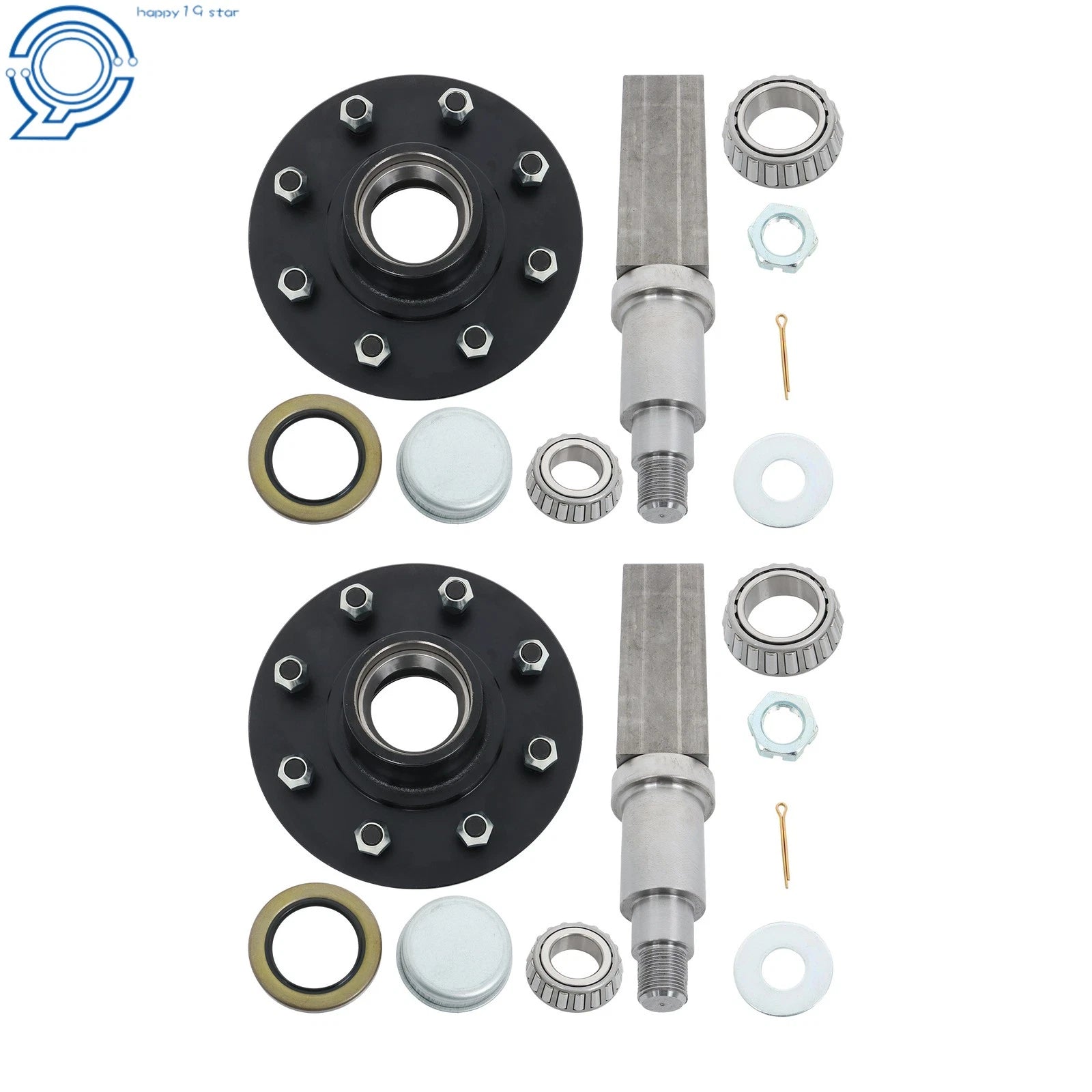 Set of 2 Square Spindles for 7000 lbs Axle (8 on 6.5" Wheel Hub)