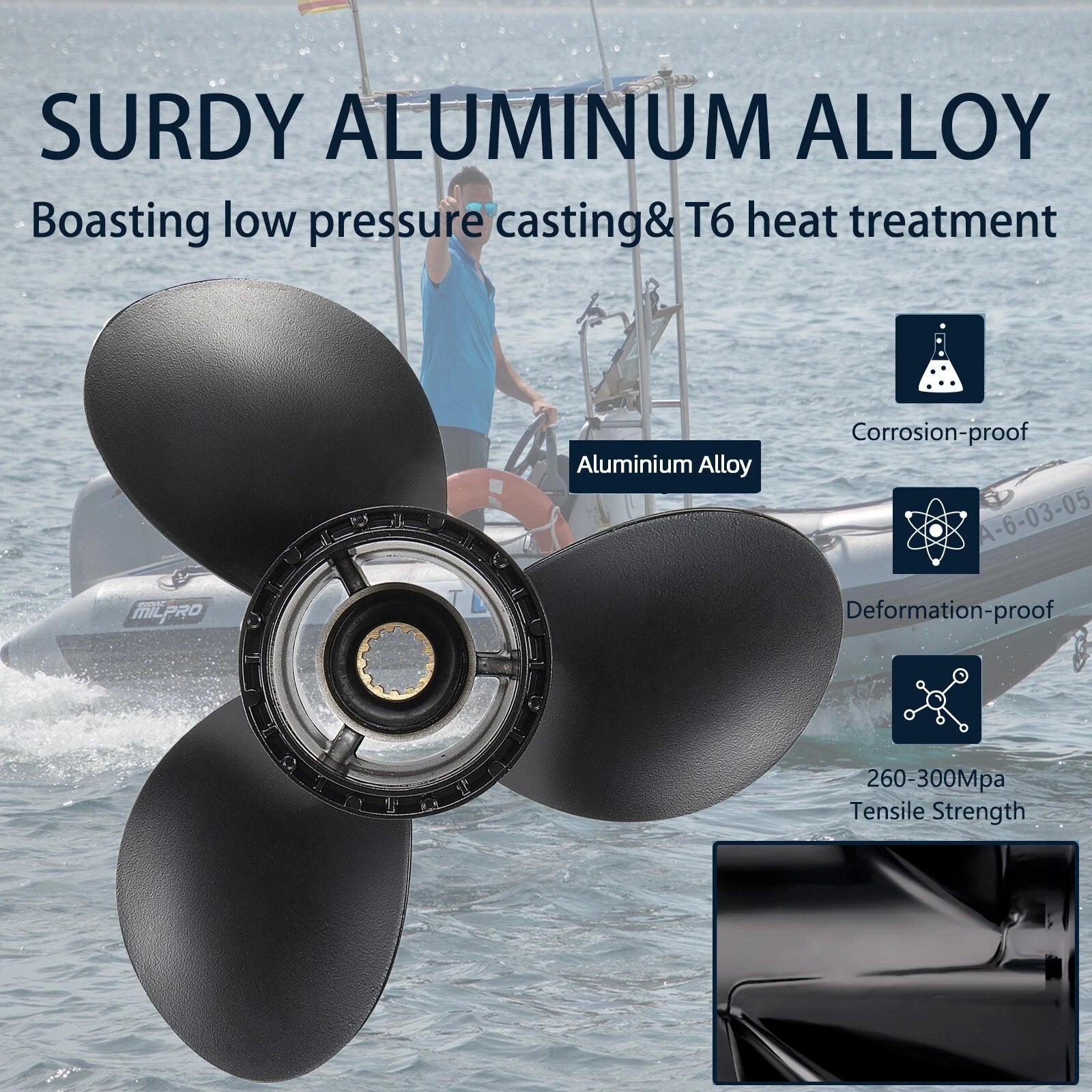 11 1/4 x 15 Boat Propeller for Suzuki 35-65 HP (58100-88L61-019) RHD