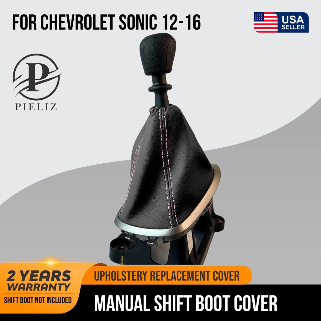 Leather Manual Shift Boot for Chevrolet Sonic (2012–2016) Red Stitch