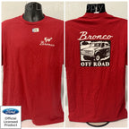 Ford Bronco T Shirt Red 1st Gen Off Road Emblem for 1966–1977 Models
