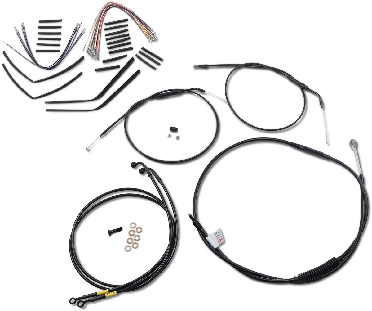 Complete Black Vinyl Handlebar Cable/Line Kit for Ape Hangers (14")
