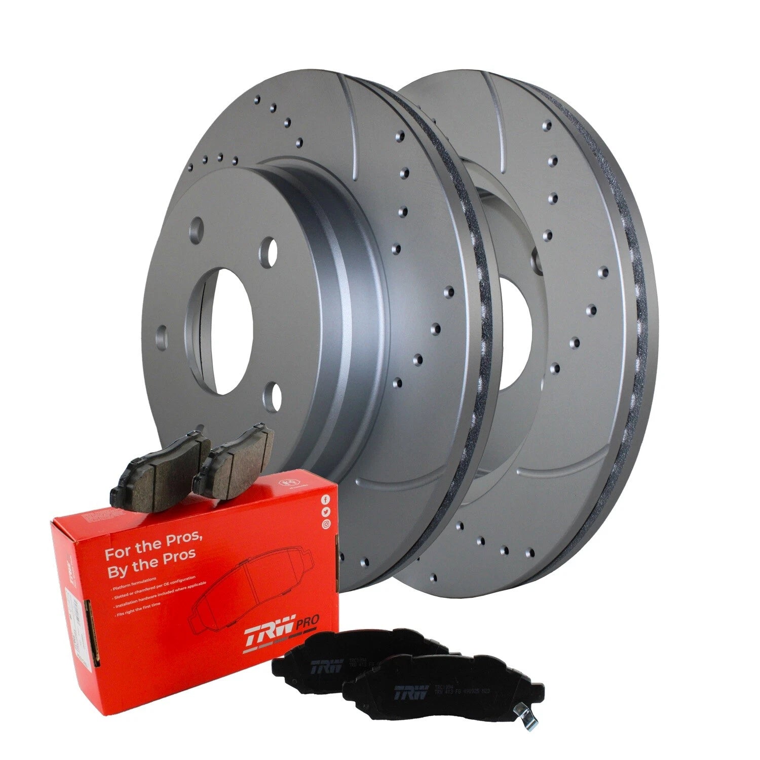 Front Brake Kit 336mm Drilled Disc Rotors & TRW Metallic Pads for Durango Ram 1500 (2019–2023)