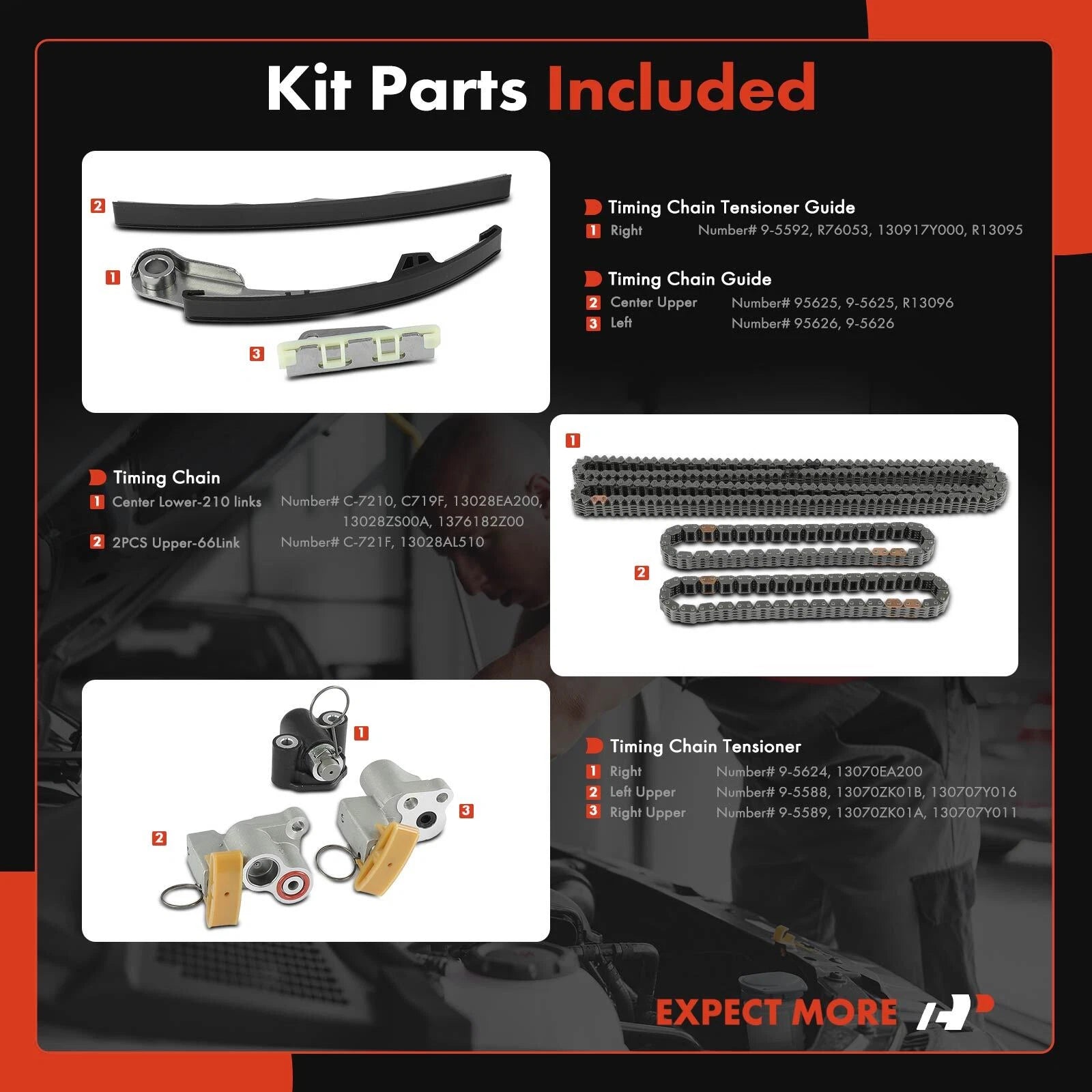9x Timing Chain Kit for Nissan Frontier Pathfinder (2005-2019)