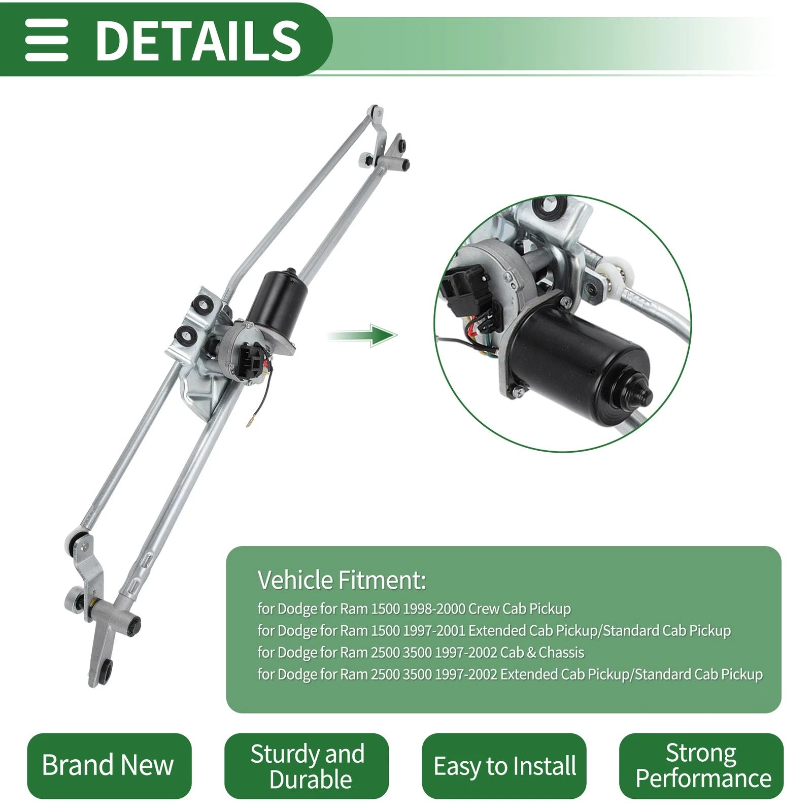 Front Windshield Wiper Motor Linkage Assembly for Dodge Ram 2500 (No. 403024)