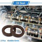 2X Oil Seal Rotary Shaft Seal FKM Rubber 45x68x12mm for Various Models