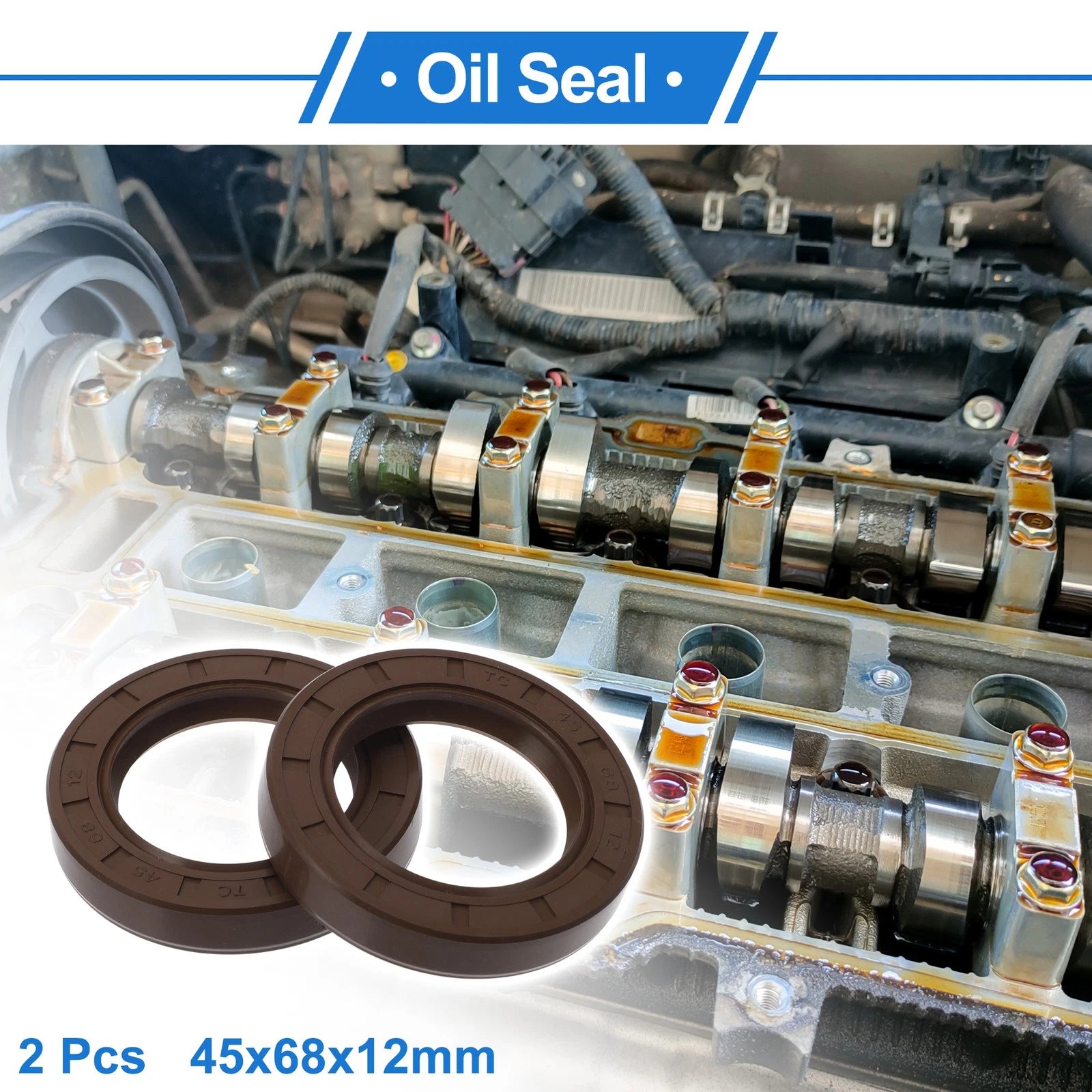 2X Oil Seal Rotary Shaft Seal FKM Rubber 45x68x12mm for Various Models