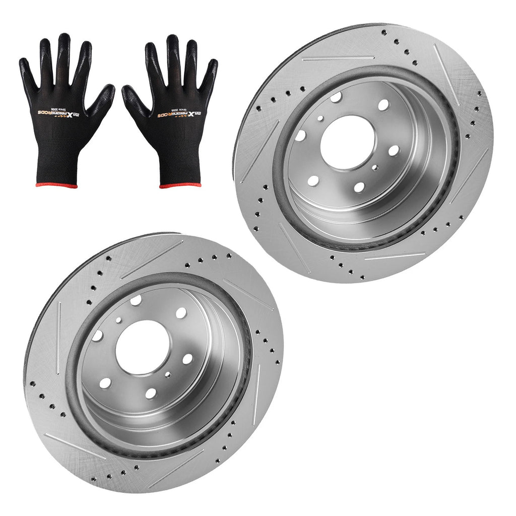 Rear Drilled & Slotted Brake Rotors Kit for Chevrolet Avalanche (2007–2013) S-55133