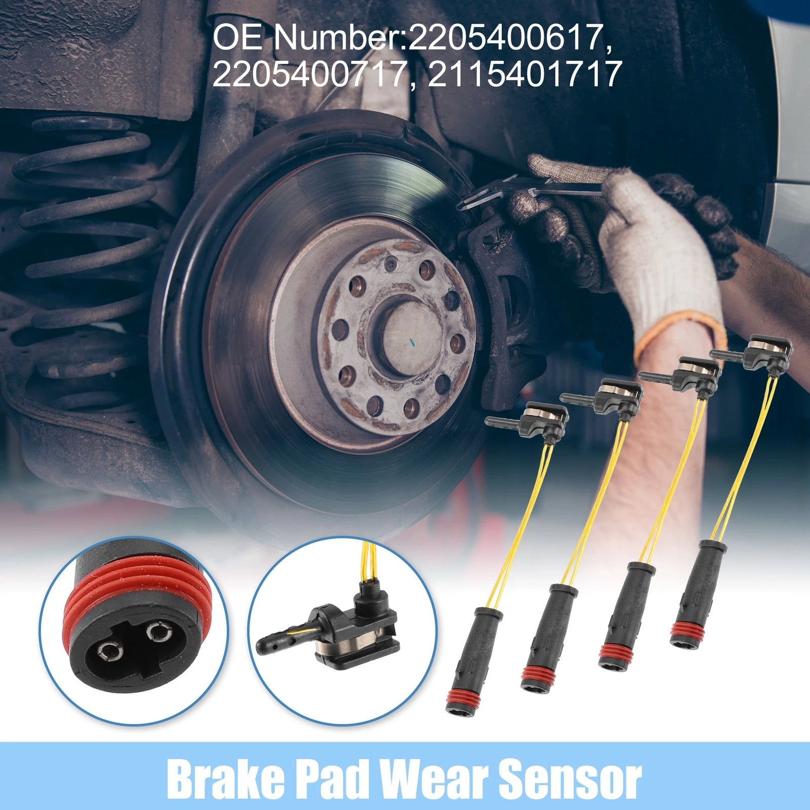 Set of 4 Brake Pad Sensors for Mercedes-Benz C230 (2003–2010)